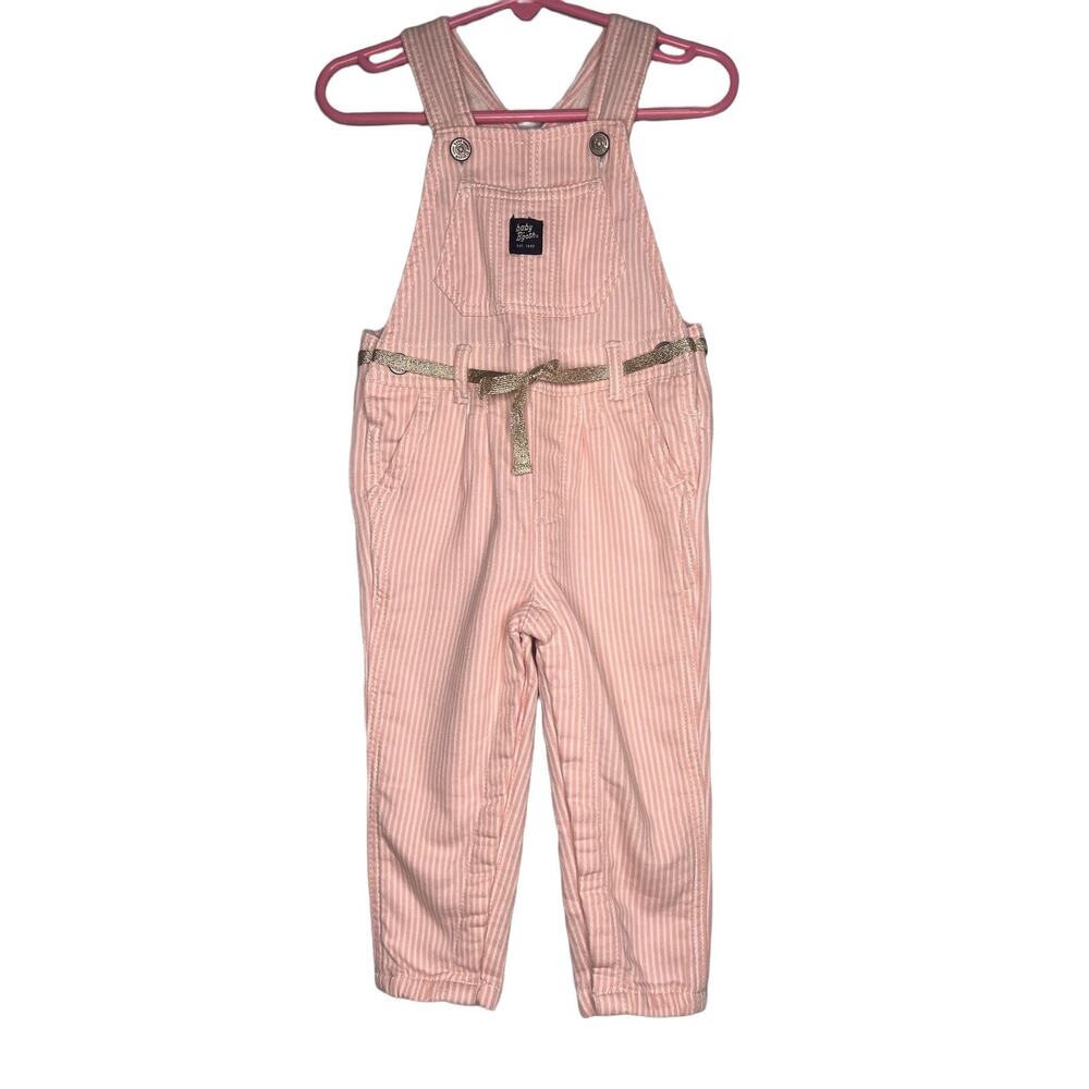 Baby B'Gosh OshKosh Girls Size 18 Month Overalls Pant Jumpsuit Pink White Stripe